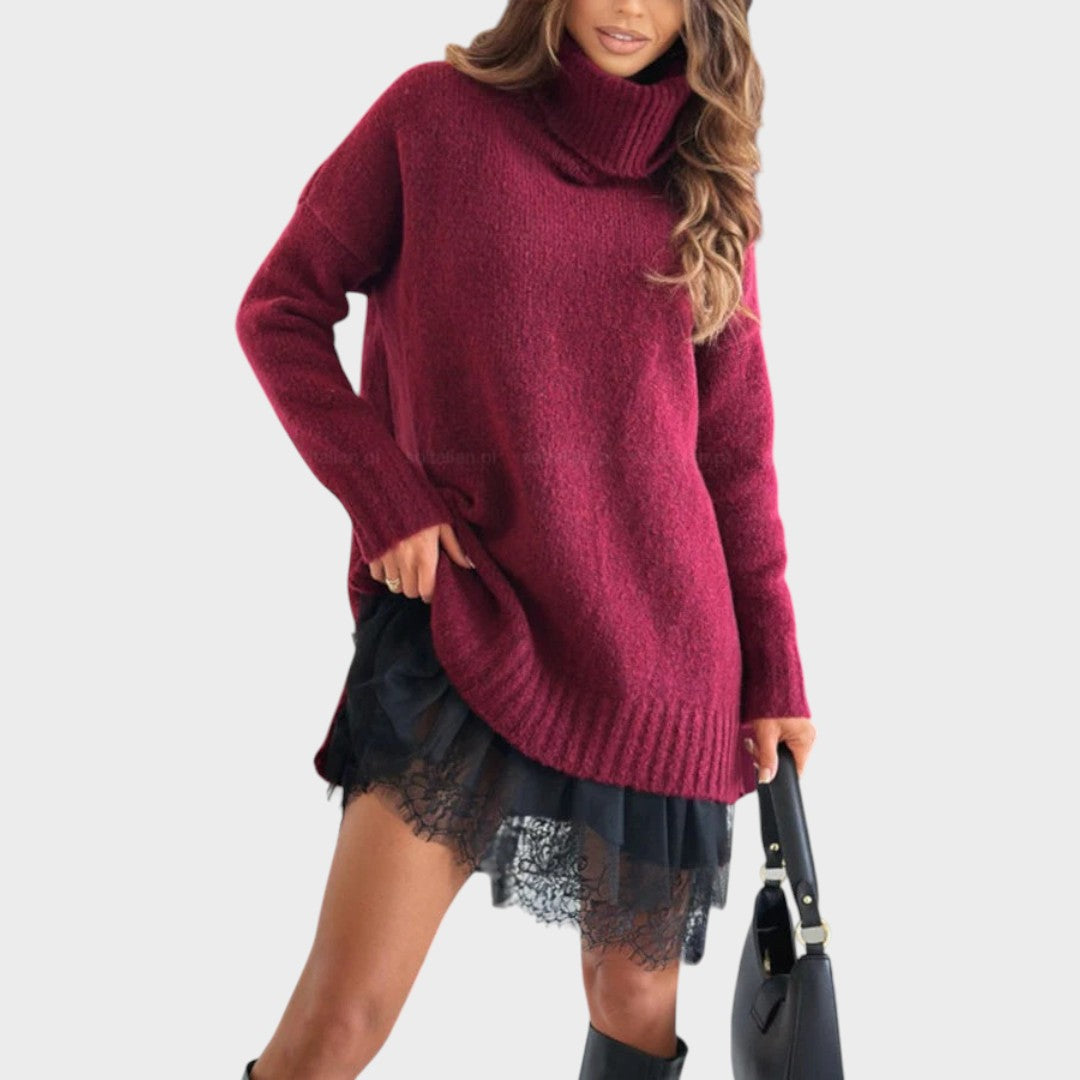 Bonnie – Oversized Strick- und Spitzenkleid-Set