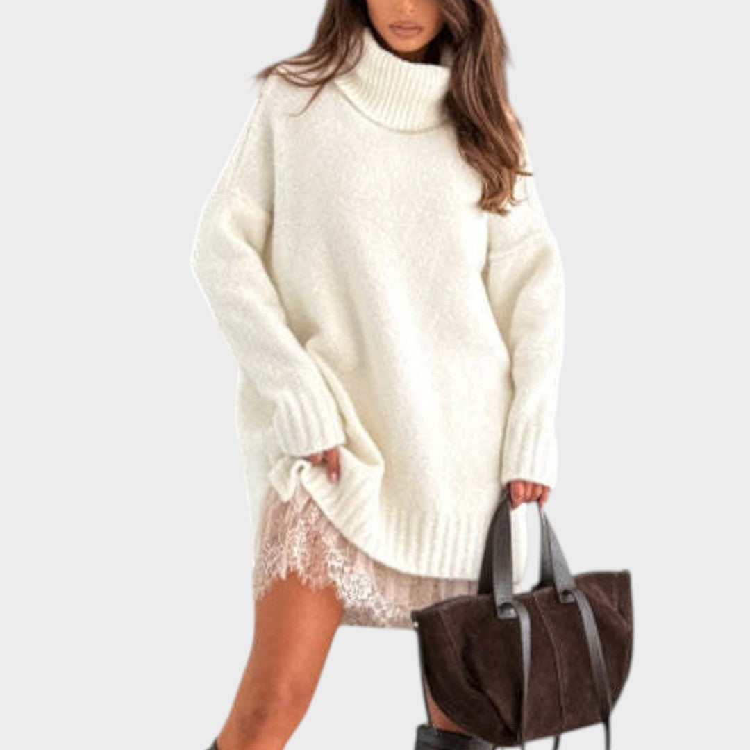 Bonnie – Oversized Strick- und Spitzenkleid-Set