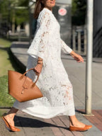 Willow | Strand Glam Blumen V-Ausschnitt Midi Kleid