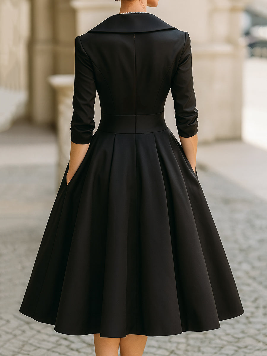 Dharmay | Elegantes Langarm-Midikleid