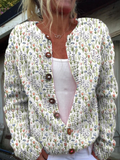 Sylvie | Strickjacke mit Blumenmuster und Knöpfen