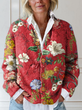 Linda | Vintage-Blumen-Kunstdruck-Strickjacke mit Knöpfen