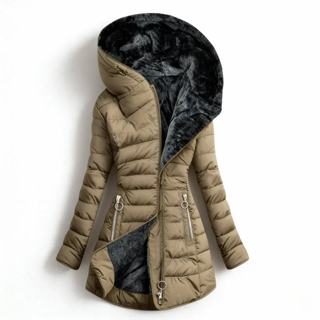 Marian | Slim-Fit Wintermantel mit Fellkapuze