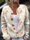 Brigitte | Strickjacke mit Blumen- und Blattmuster