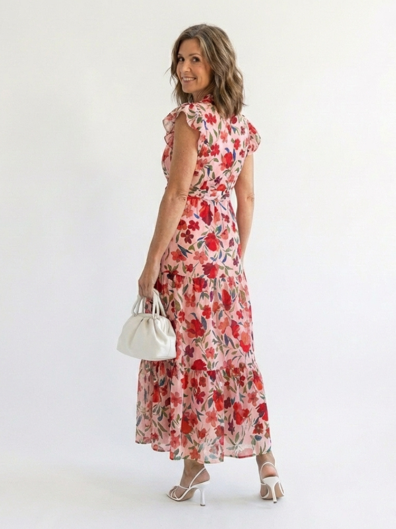Lila | Elegantes Blumenkleid Midi