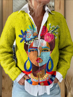 Danielle | Gemälde, Porträt, Kunstdruck, Strickjacke mit Knöpfen