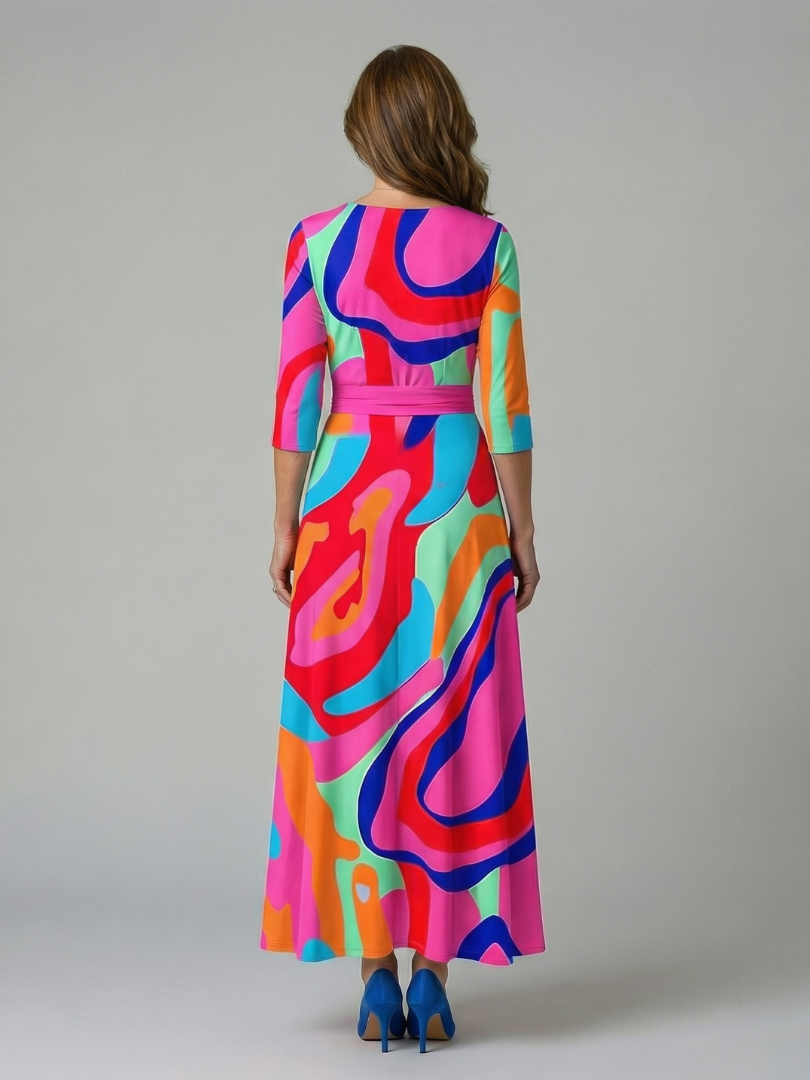 Celine | Midi-Kleid mit Kreuzwickel-Ausschnitt