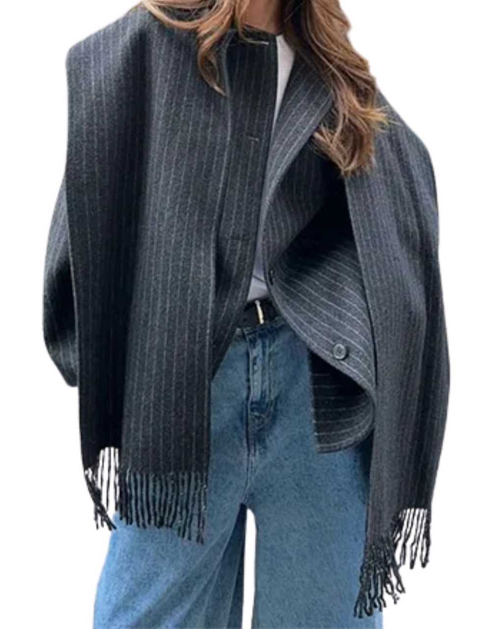 Juna | Elegante Damenjacke mit Schal in Streifen
