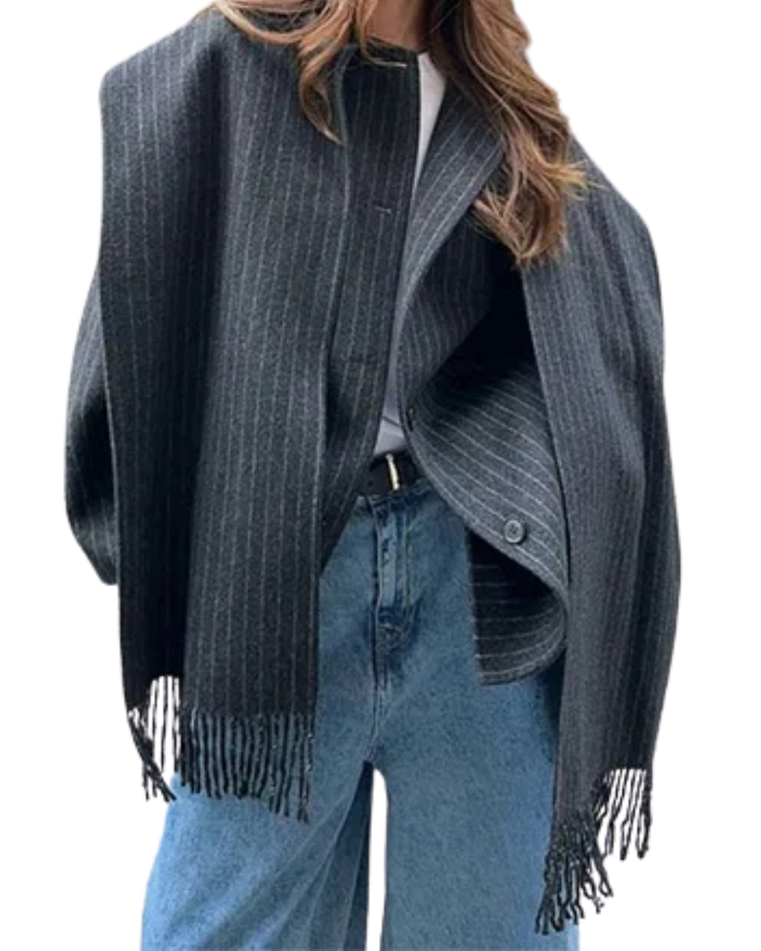 Juna | Elegante Damenjacke mit Schal in Streifen
