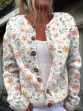 Dominique | Strickjacke mit Knöpfen und frischem, kleinblumigem Muster