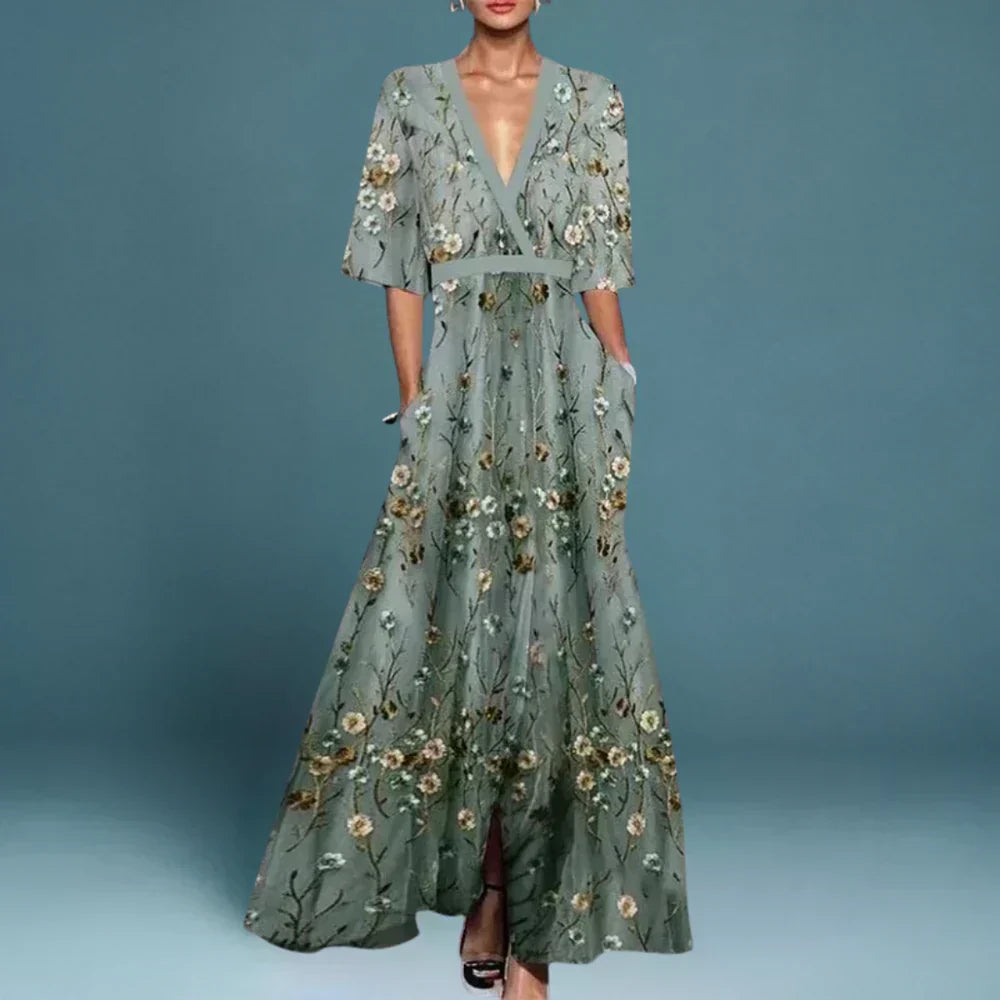 Rubby | Kleid mit Gürtel und V-Ausschnitt