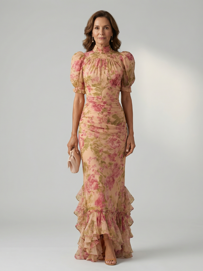 Vianne | Sanftes Maxikleid mit hohem Kragen