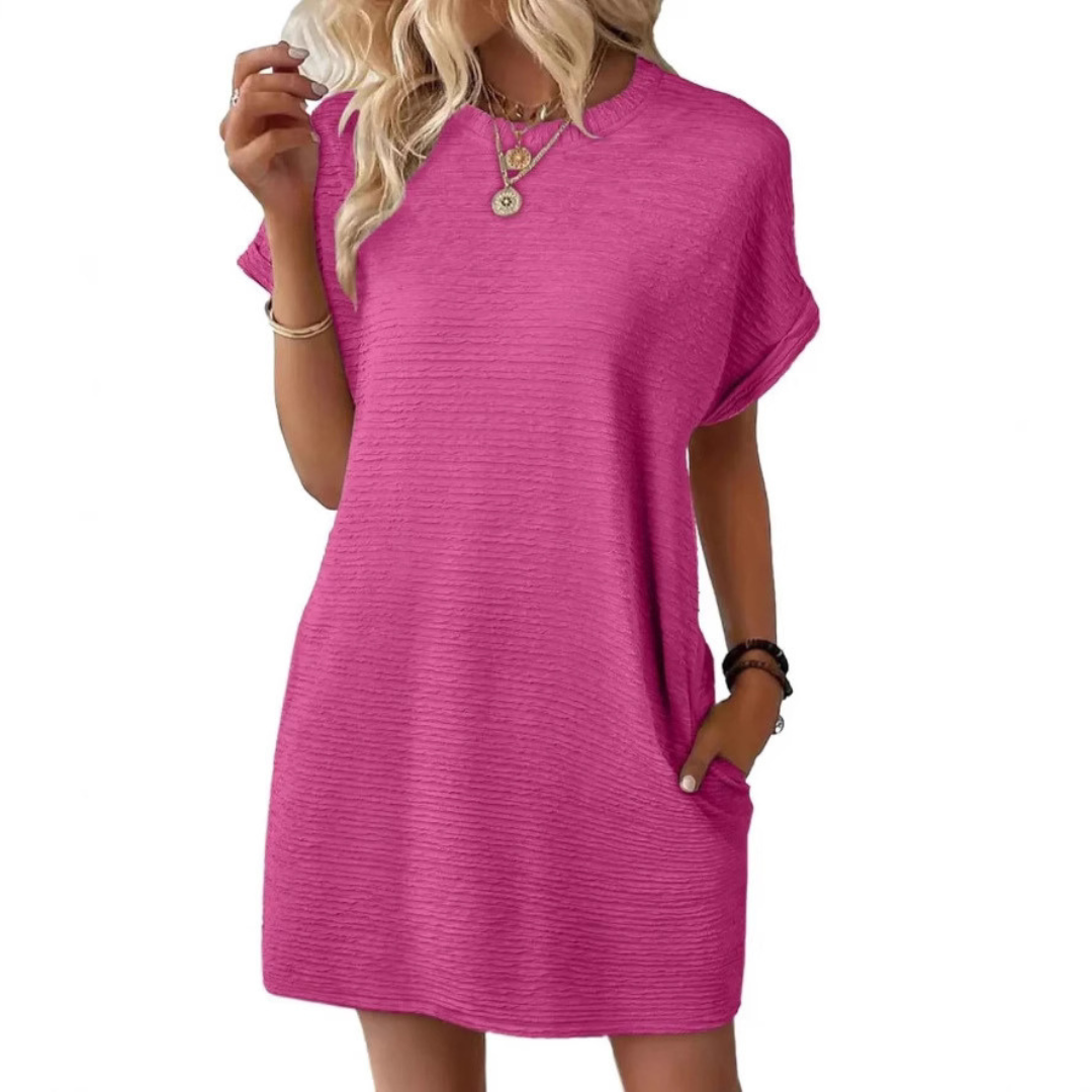 EVASHA™ – Lässiges Minimalistisches Sommerkleid mit Rundhalsausschnitt