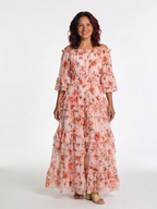 ROSALIE | FLORALER RÜSCHEN-MAXIKLEID