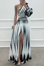 Shiloh - Elegantes Maxikleid mit Streifen und einem Schulterträger