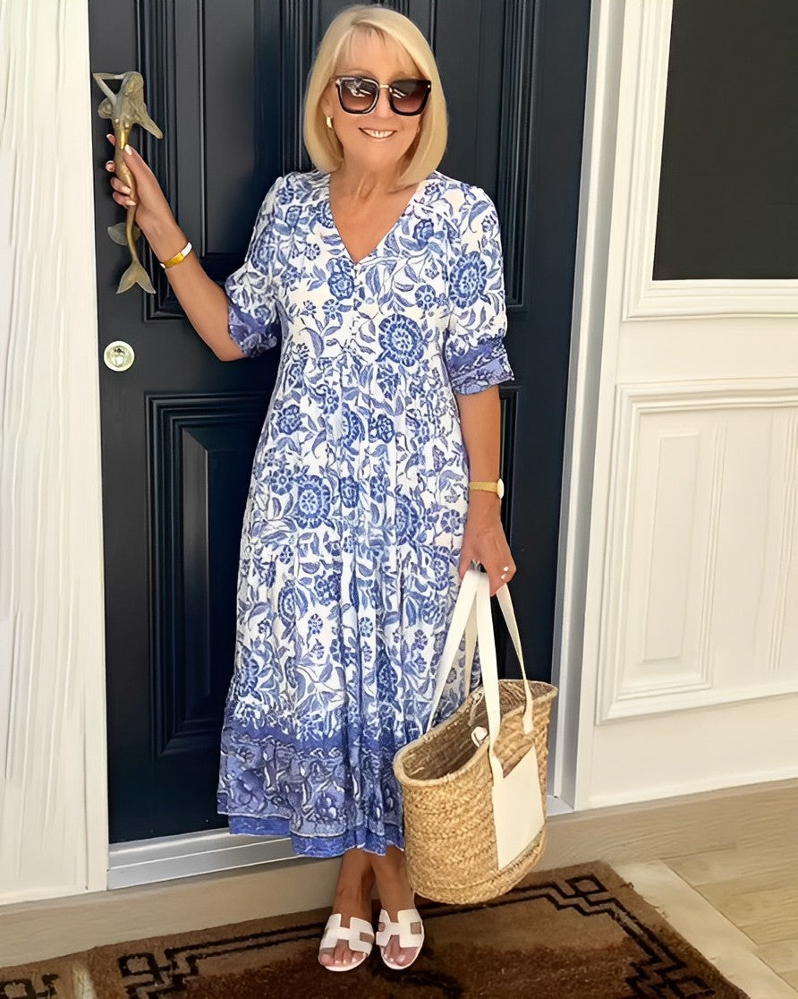 Keisha | Anmutiges V-Ausschnitt Blumenmuster