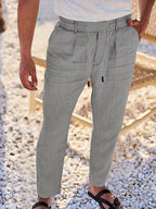 NICHOLS | WEITE LEINENHOSE MIT KORDEL