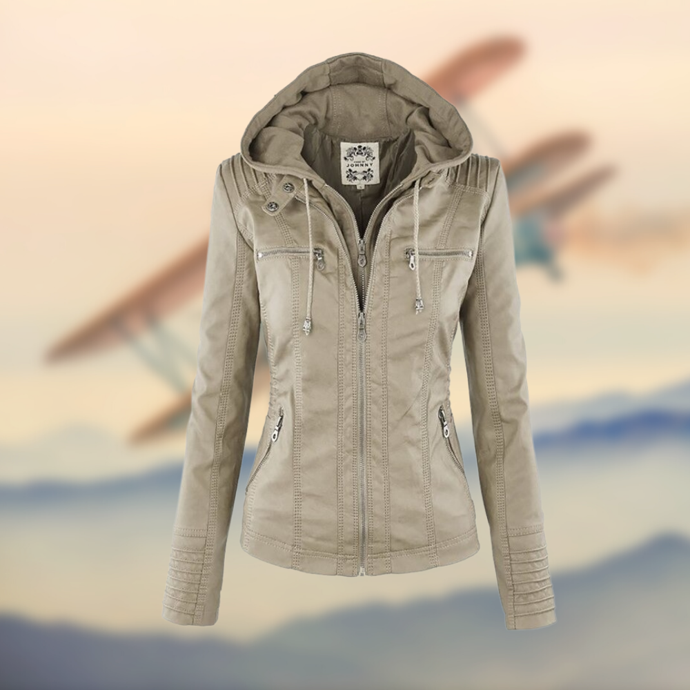 Corina | Kunstlederjacke mit Kapuze