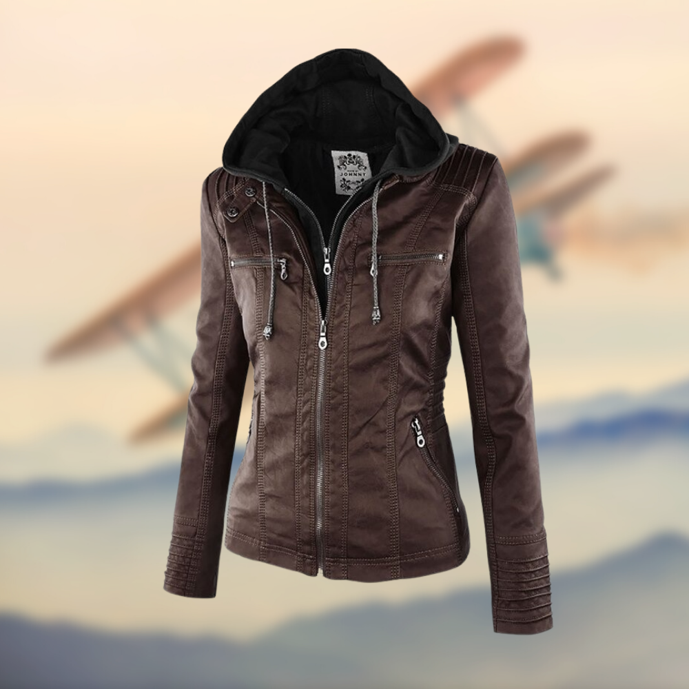 Corina | Kunstlederjacke mit Kapuze