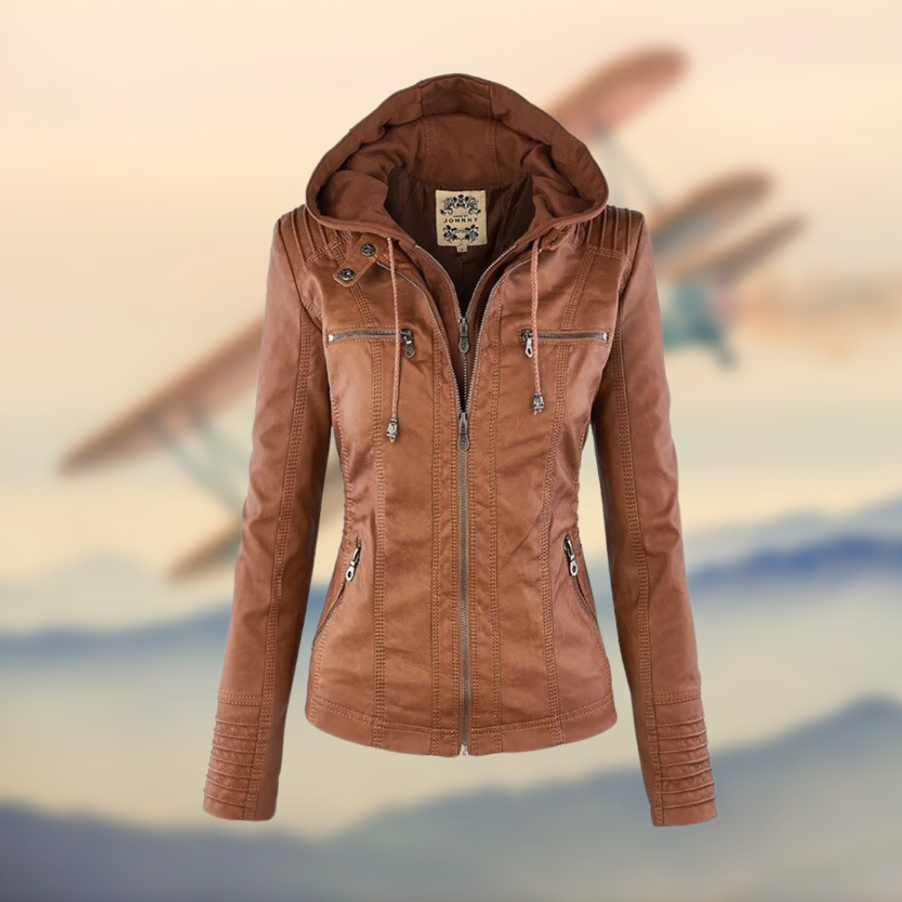 Corina | Kunstlederjacke mit Kapuze