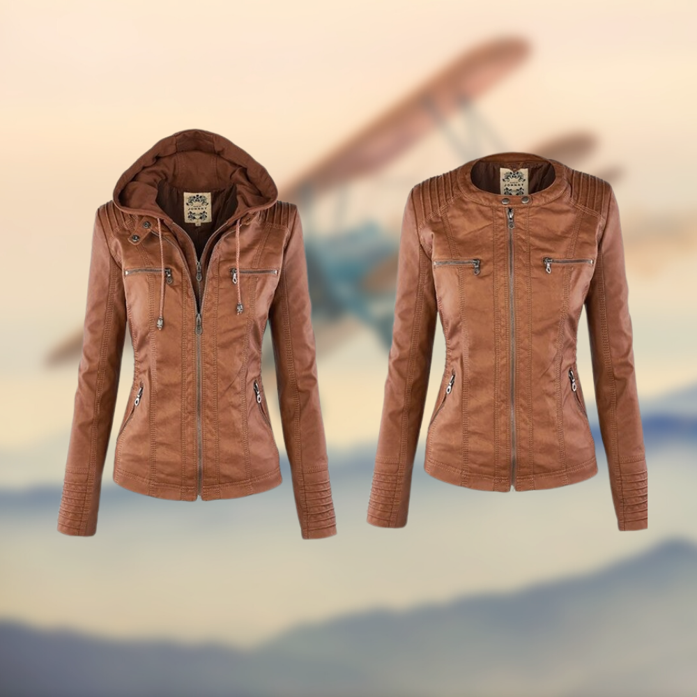 Corina | Kunstlederjacke mit Kapuze