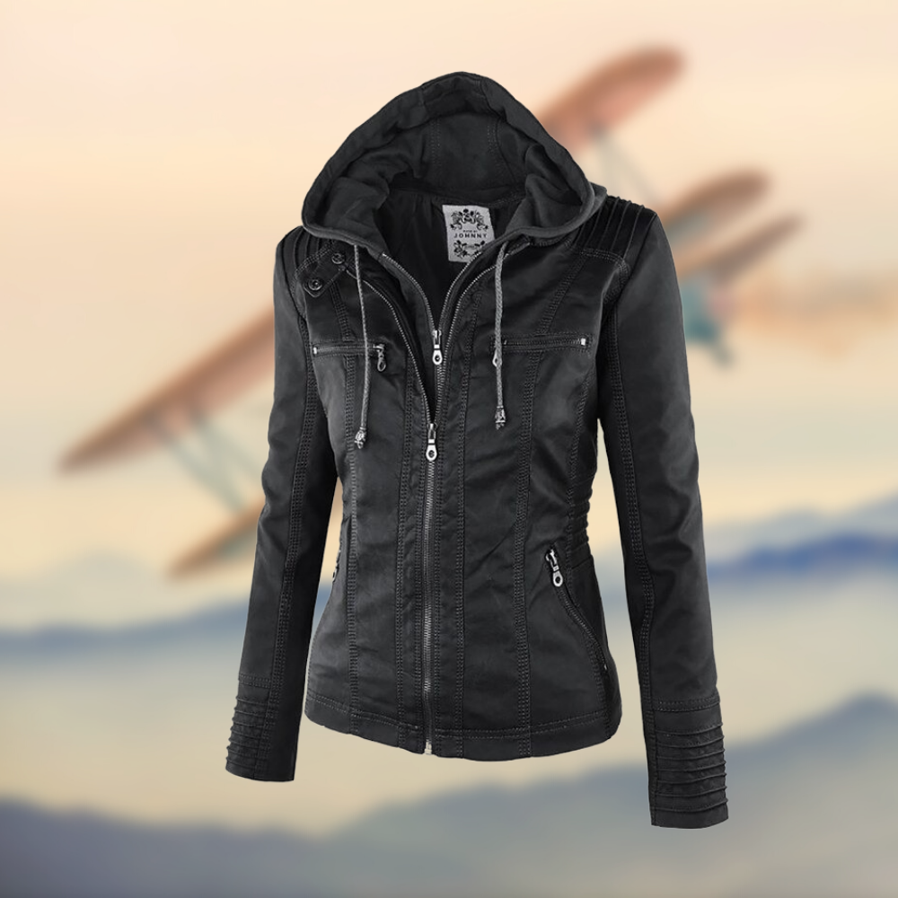 Corina | Kunstlederjacke mit Kapuze