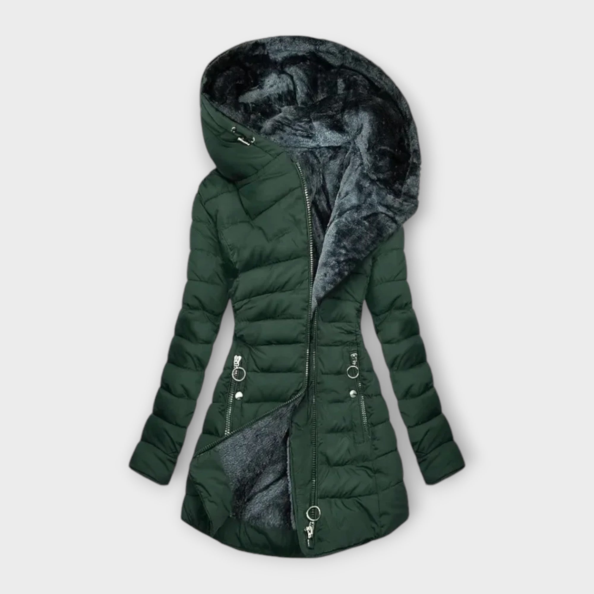 Marian | Slim-Fit Wintermantel mit Fellkapuze