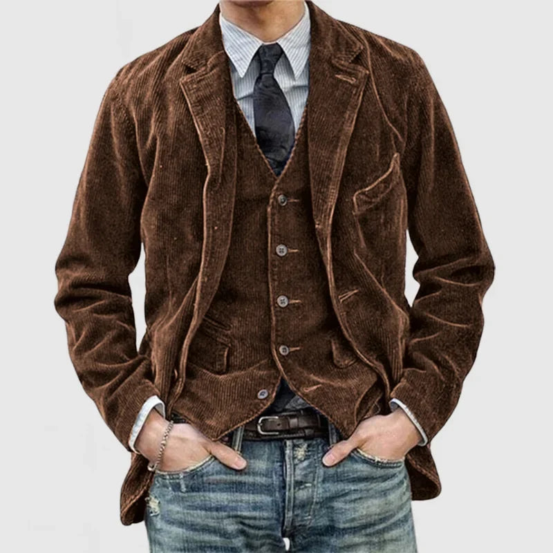 Vintage Corduroy Blazer mit Weste für Herren