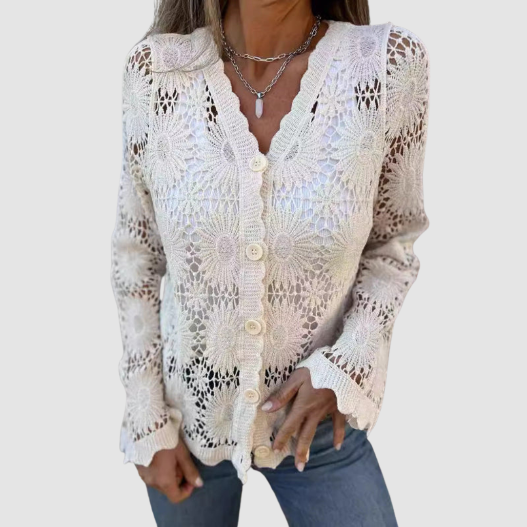 Laurelle™ Spitzen V-Ausschnitt Cardigan