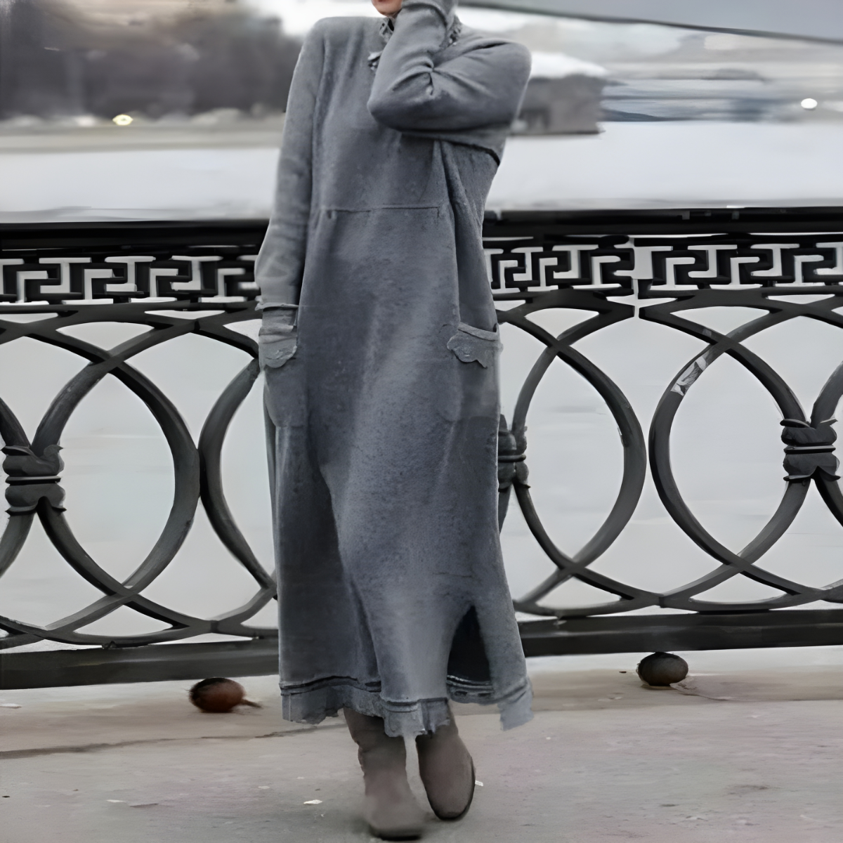Celine | Langes Wollbaumwollkleid