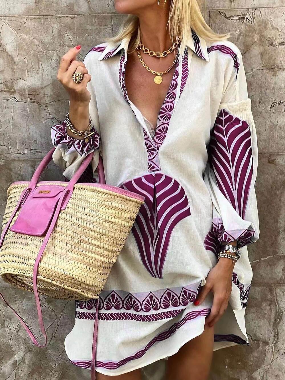 Flore | Tropischer Look Einfach Einzigartiger Druck Urlaub Mini Kleid