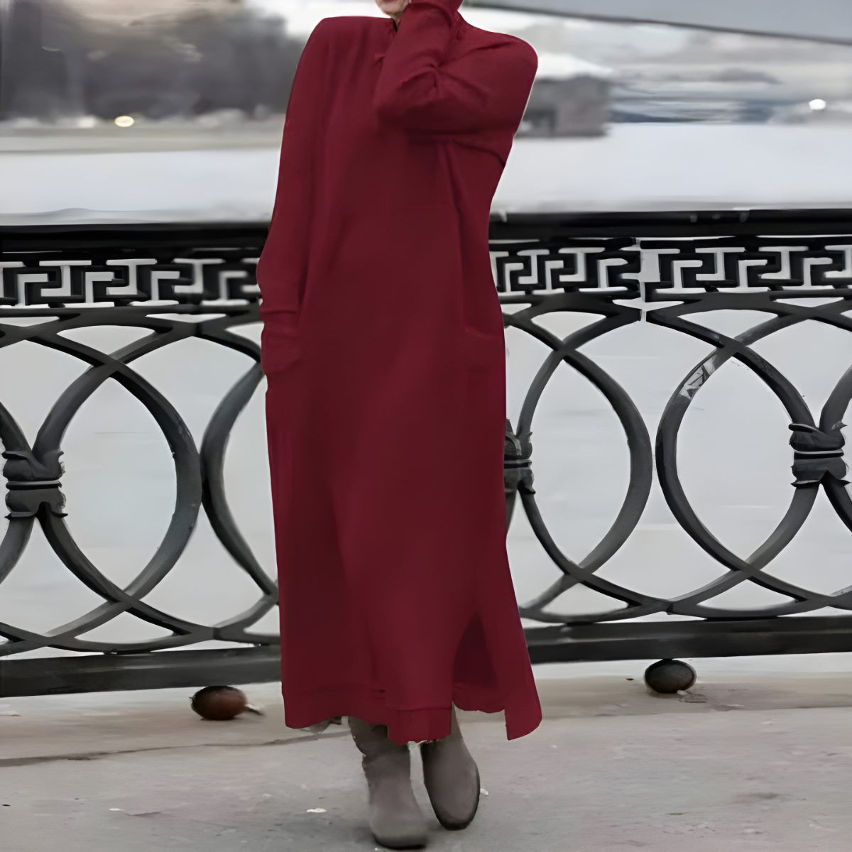Celine | Langes Wollbaumwollkleid