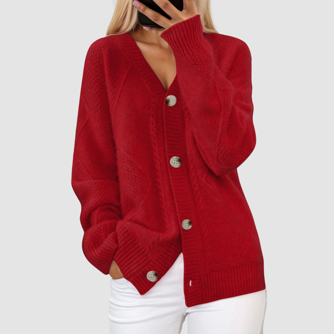Meg™ Premium Strick V-Ausschnitt Cardigan