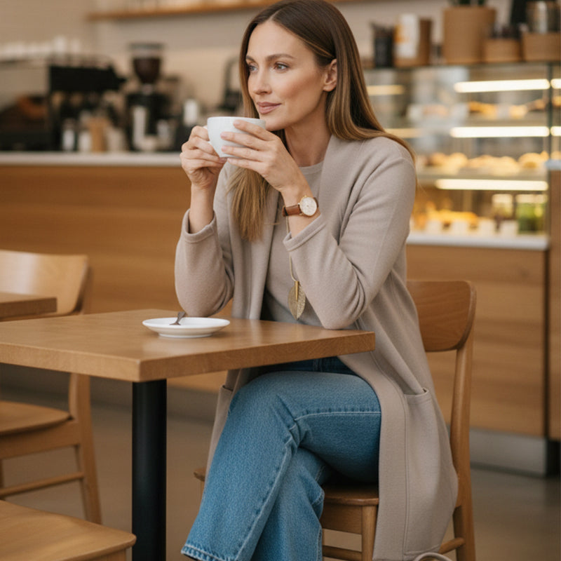 ⏳ Nur für kurze Zeit ⏰ Elegantes 3-teiliges Damen-Set mit langem Cardigan, Top & Hose 💞