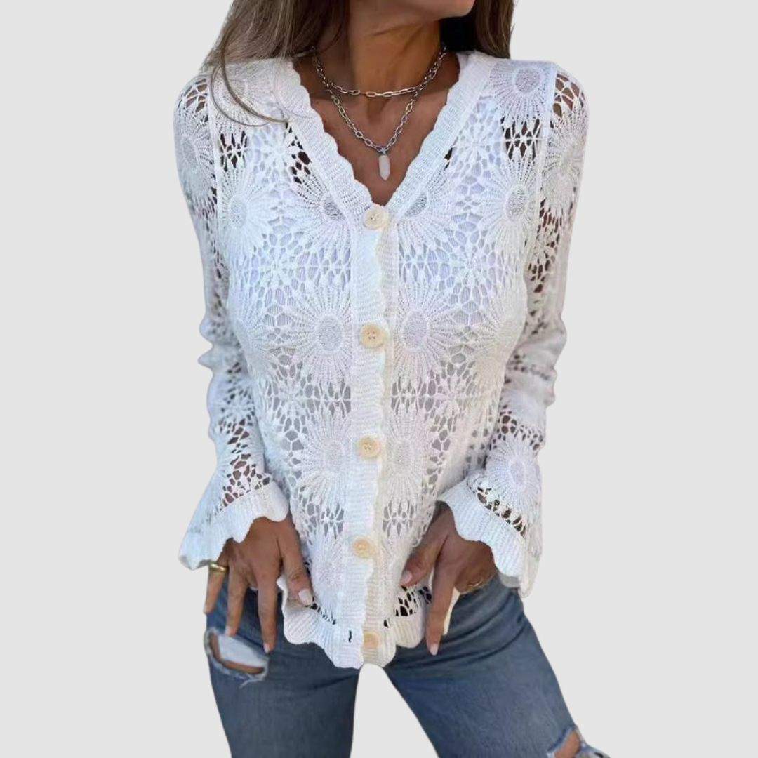 Laurelle™ Spitzen V-Ausschnitt Cardigan