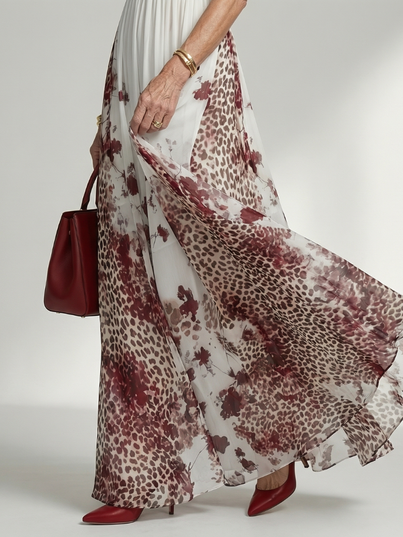 Orlune | Falten Maxi-Kleid in Weiß