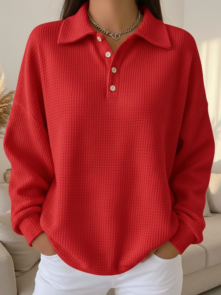 Mylene | Strukturierter Polo-Pullover
