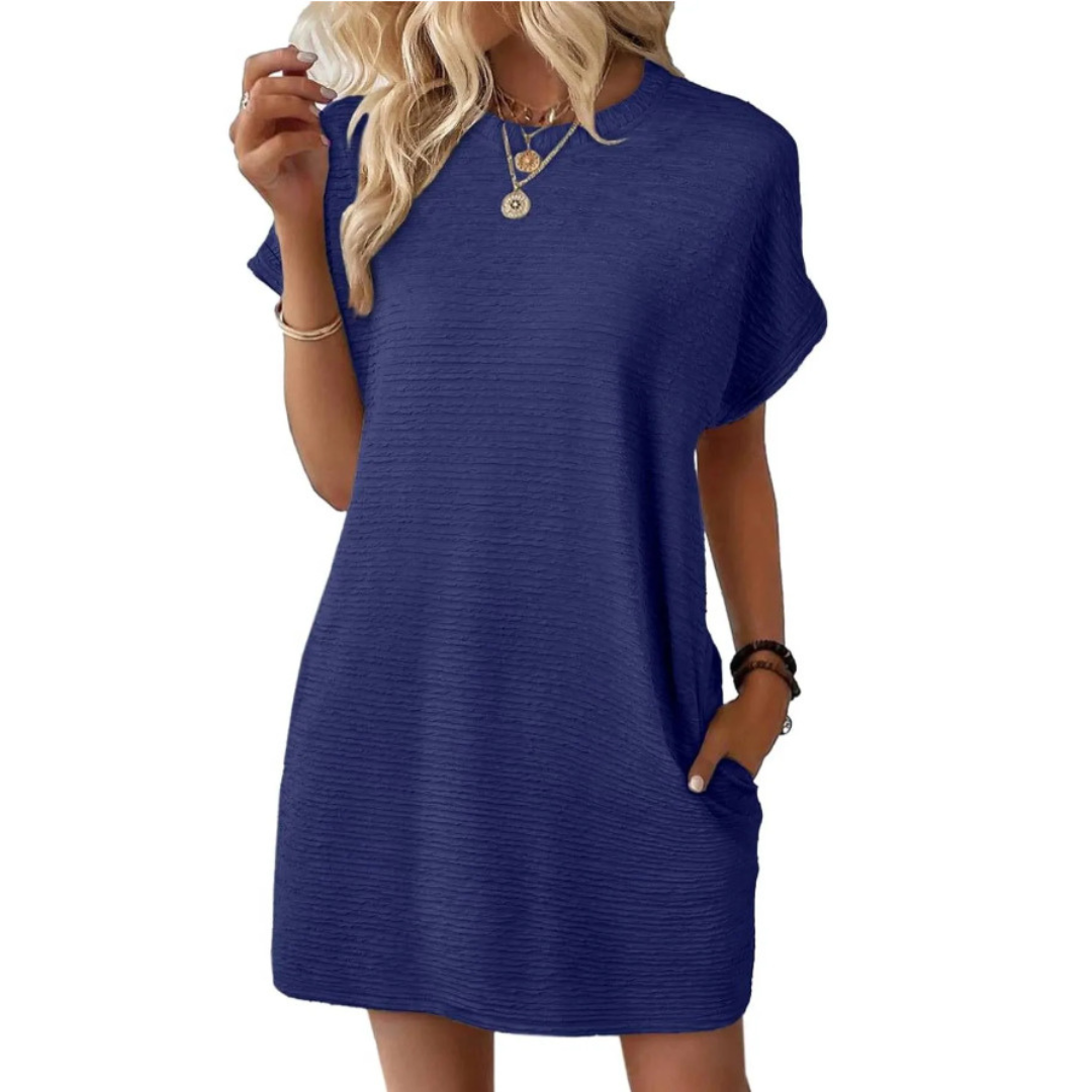 EVASHA™ – Lässiges Minimalistisches Sommerkleid mit Rundhalsausschnitt