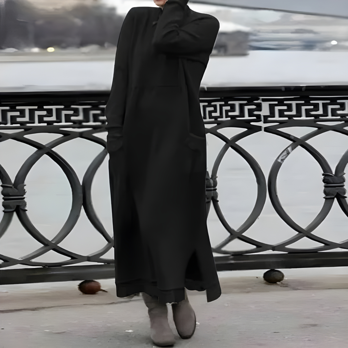 Celine | Langes Wollbaumwollkleid