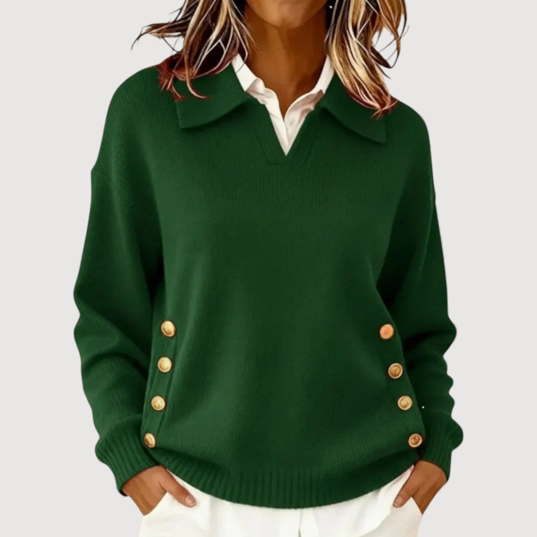 Marla | Strickpullover mit V-Ausschnitt und Kragen