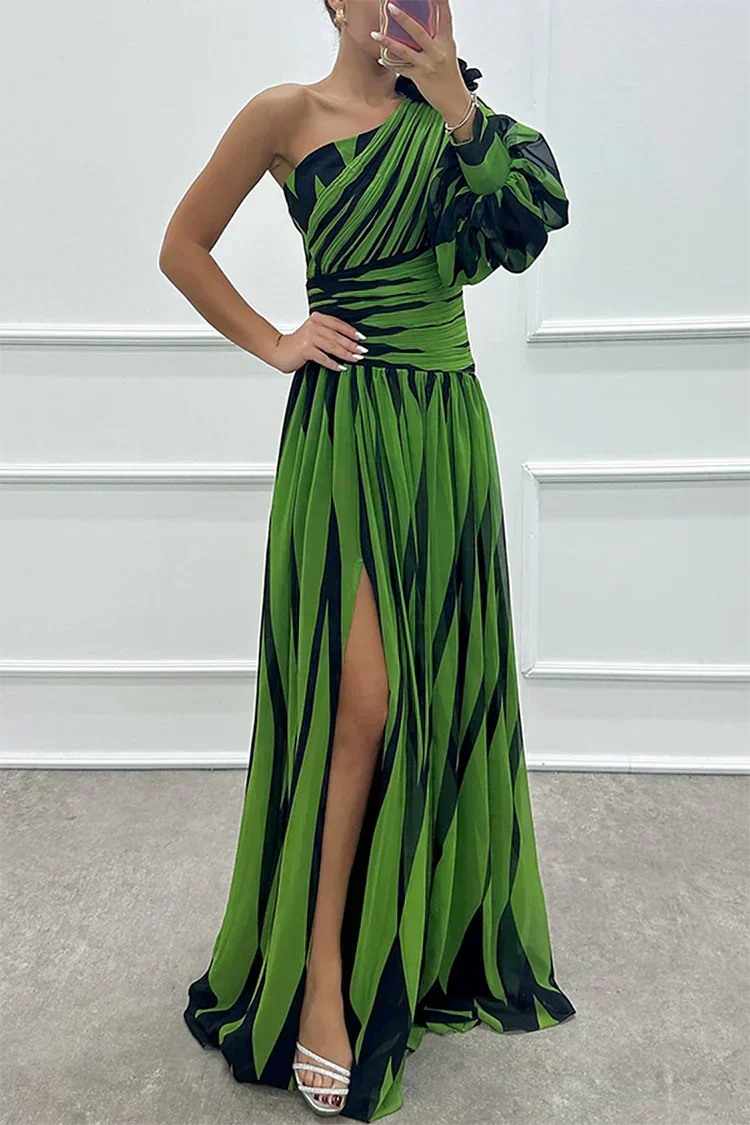 Shiloh - Elegantes Maxikleid mit Streifen und einem Schulterträger