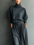 Emma | Strick Set Stehkragen Weite Hose