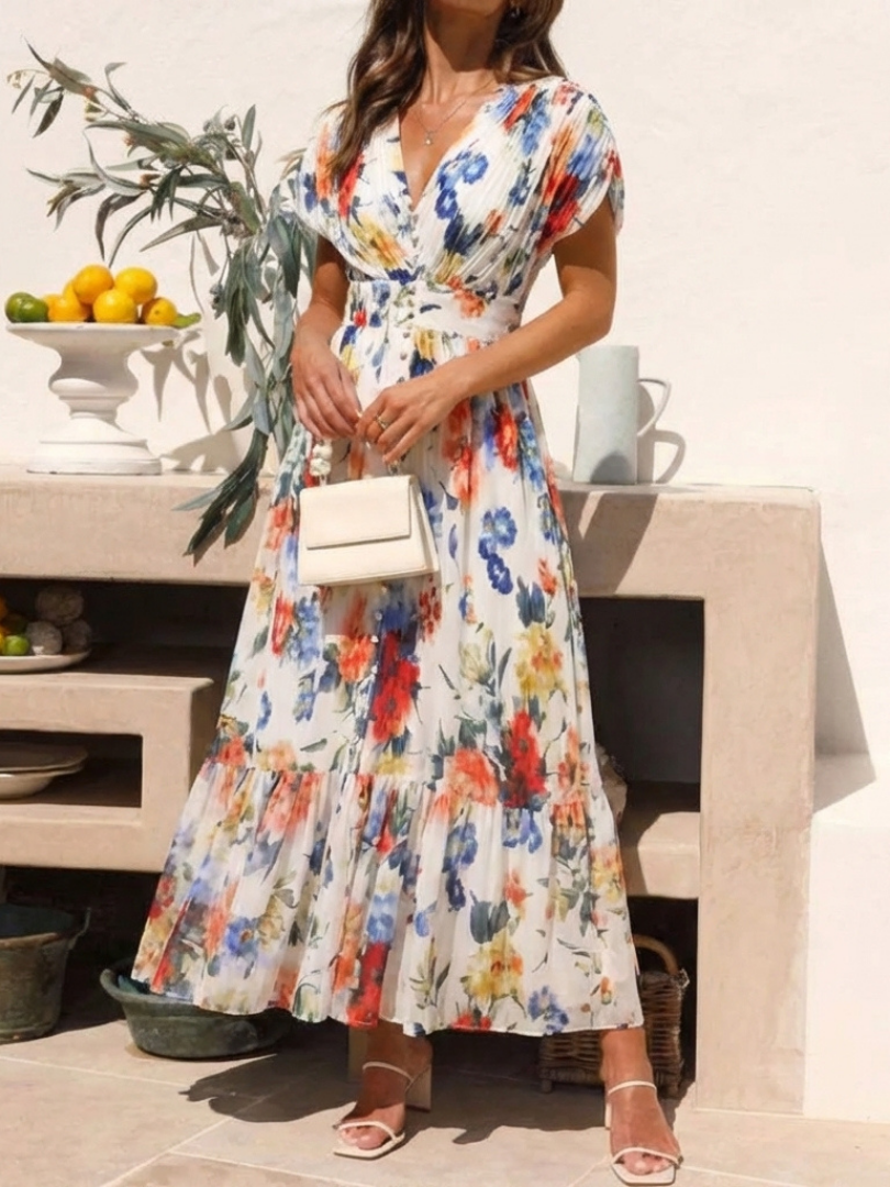 Savannah | Floral Plissierter Midi