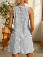 Feliccia | Ärmelloses gestreiftes Kleid mit Taschen