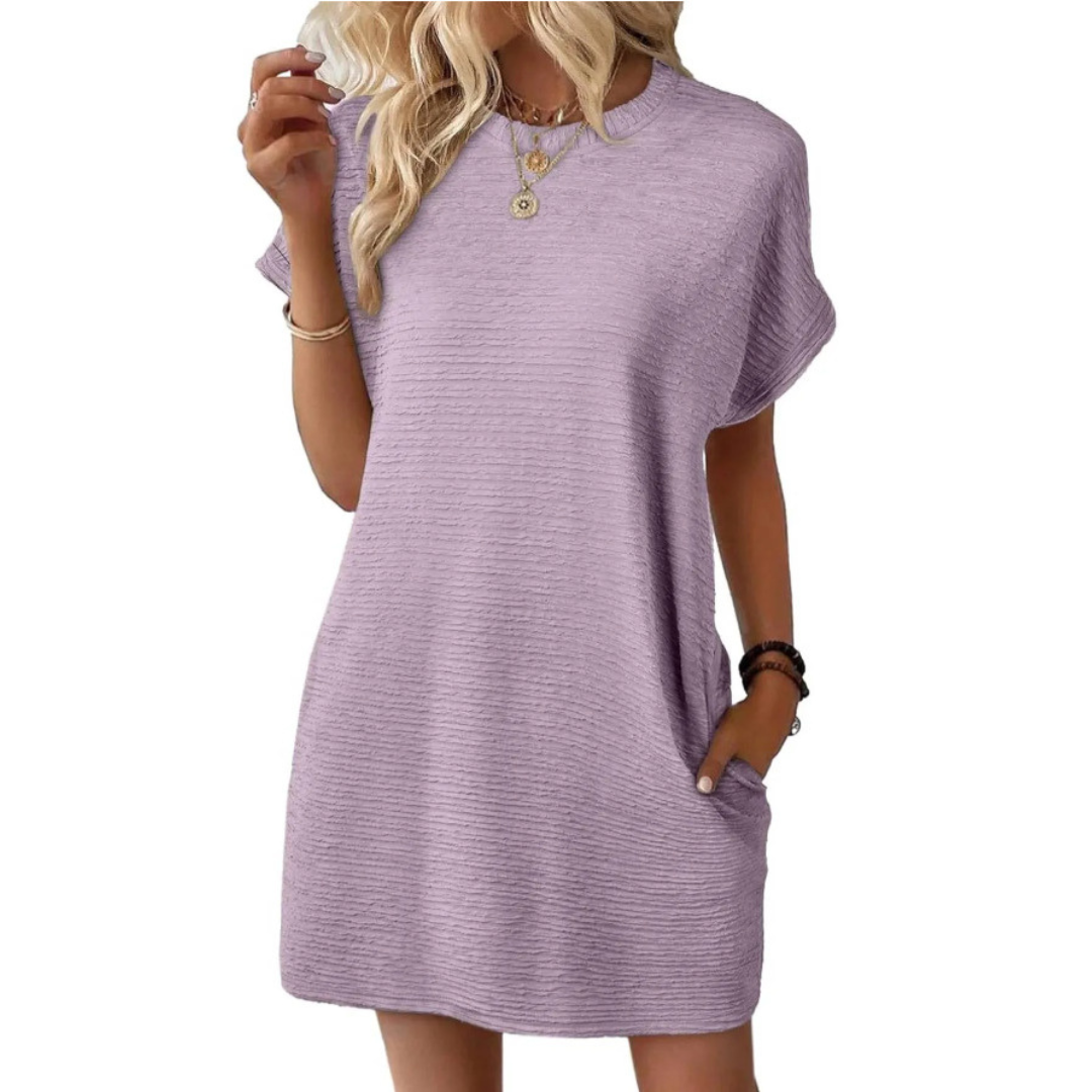 EVASHA™ – Lässiges Minimalistisches Sommerkleid mit Rundhalsausschnitt