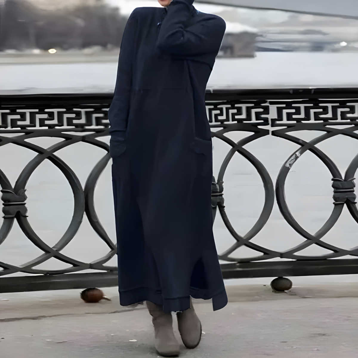Celine | Langes Wollbaumwollkleid