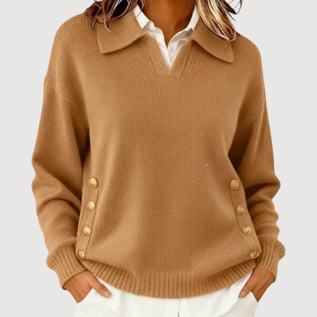 Marla | Strickpullover mit V-Ausschnitt und Kragen