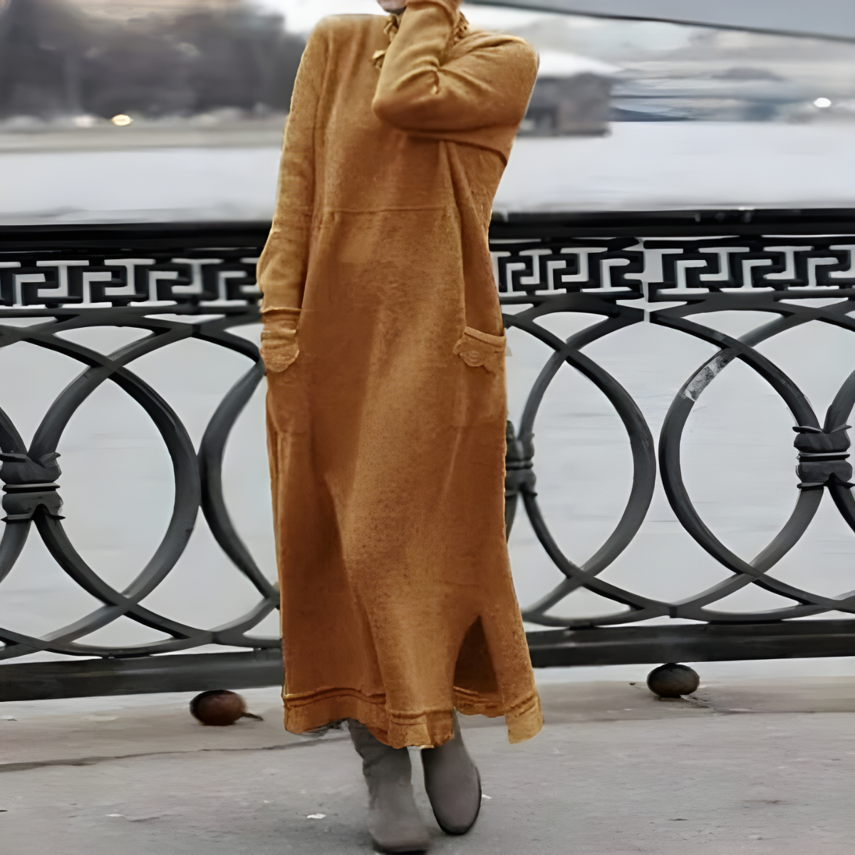 Celine | Langes Wollbaumwollkleid