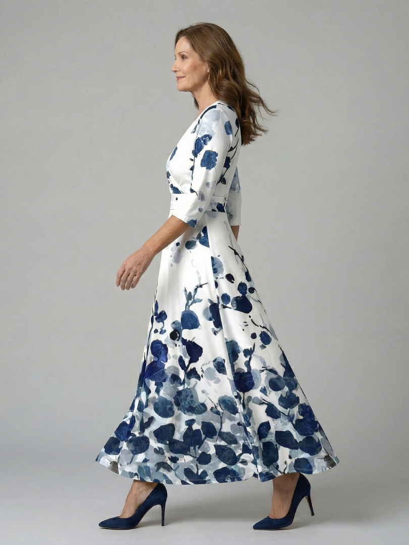 Celine | Midi-Kleid mit Kreuzwickel-Ausschnitt