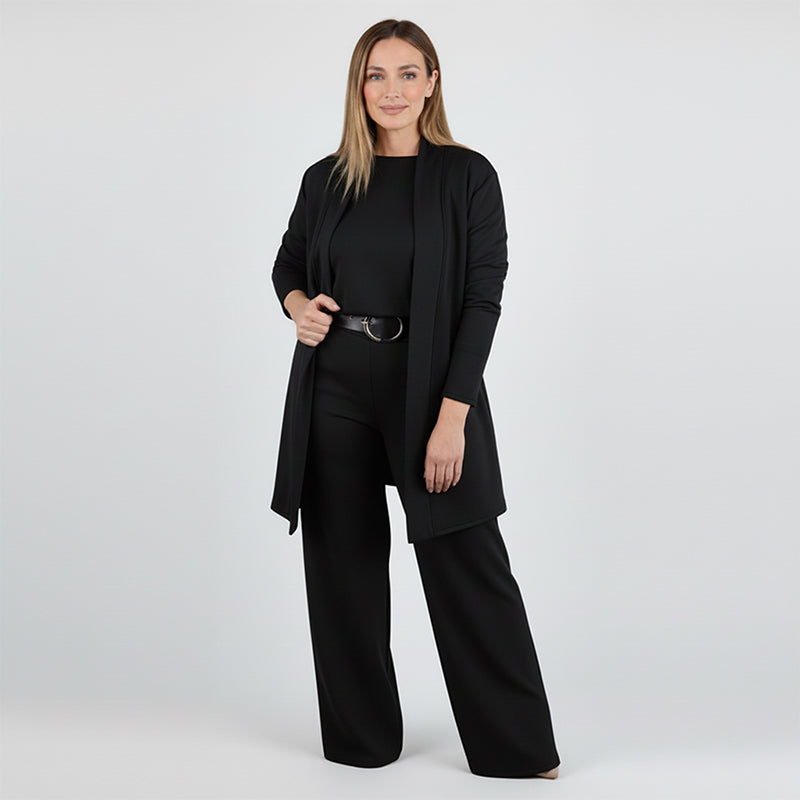 ⏳ Nur für kurze Zeit ⏰ Elegantes 3-teiliges Damen-Set mit langem Cardigan, Top & Hose 💞